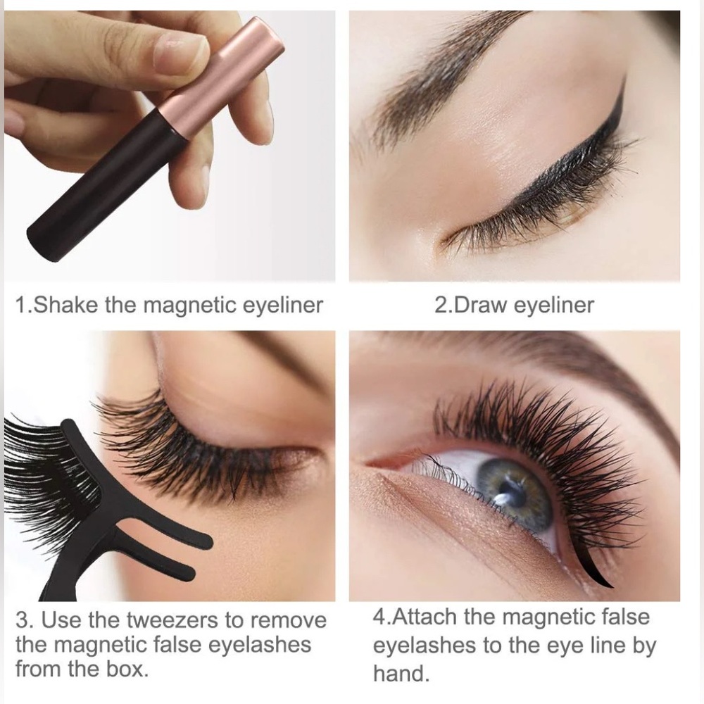 Magnetic Eyelashes w/ Eyeliner Set | 10 Pairs + 2 Liners | Reusable Lashes - Picture 3 of 5